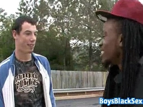 Muscular blacg gay dude fuck white twink with his bbc 04