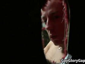 Black gay dude wet blowjob from white skinny boy 04